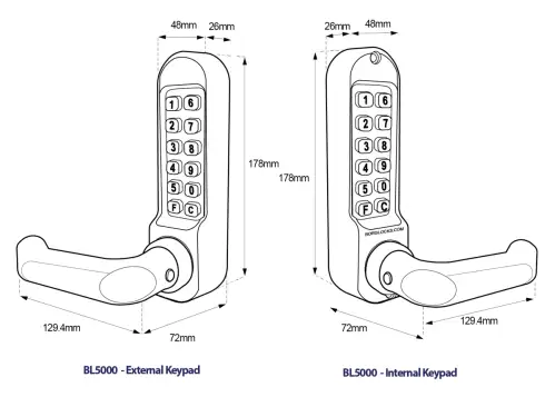 Click Here To Enlarge This Photo Of BORG Locks BL5051 SC Medium/Heavy Duty Back to Back Digital Lock (Round Bar) with Free Passage Mode (60mm Latch) - Satin Chrome