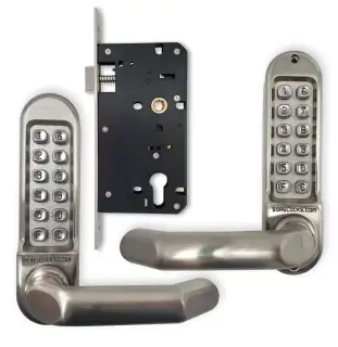 BORG Locks BL5053 SS Medium/Heavy Duty Back to Back Digital Lock (Round Bar) with Free Passage Mode (60x72mm Euro Profile Lockcase) - Stainless Steel