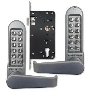 BORG Locks BL5453 SC Medium/Heavy Duty Back to Back Digital Lock (Flat Bar) with Free Passage Mode (60x72mm Euro Profile Lockcase) - Satin Chrome