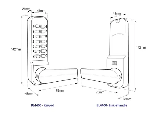 Click Here To Enlarge This Photo Of BORG Locks BL4401 MG Pro Medium/Heavy Duty Free Turning Digital Lock with Holdback (60mm Latch) - Marine Grade Black