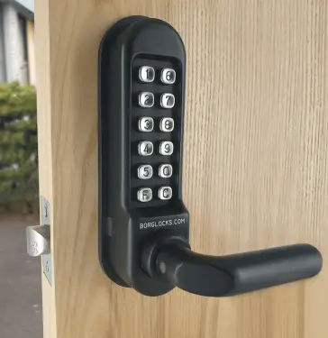 Click Here To Enlarge This Photo Of BORG Locks BL5201 MG Pro Medium/Heavy Duty Digital Lock (Round Bar) with Free Passage Mode (60mm Latch) - Marine Grade Black