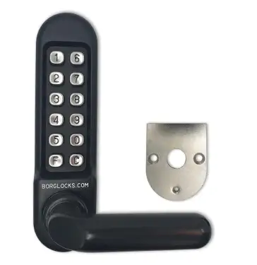 Click Here To Enlarge This Photo Of BORG Locks BL5208 MG Pro Medium/Heavy Duty Digital Lock (Round Bar) with Free Passage Mode (Front Plate only for use with Panic Hardware) - Marine Grade Black