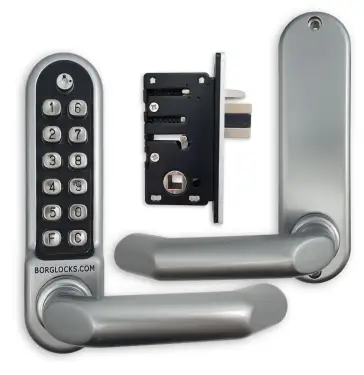 Click Here To Enlarge This Photo Of BORG Locks BL5002 ECP SC Medium/Heavy Duty Round Bar Digital Lock with Free Passage Mode & Easicode Pro Coding Chamber (28mm Latch for Aluminium/Narrow Stile Doors) - Satin Chrome