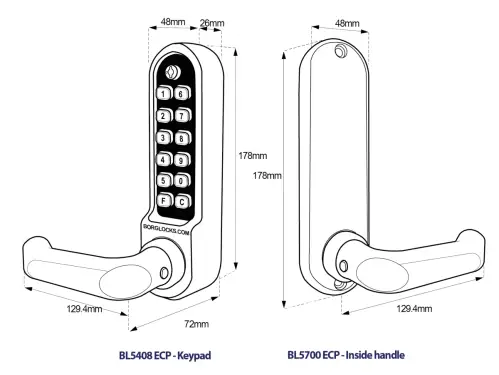Click Here To Enlarge This Photo Of BORG Locks BL5002 ECP SC Medium/Heavy Duty Round Bar Digital Lock with Free Passage Mode & Easicode Pro Coding Chamber (28mm Latch for Aluminium/Narrow Stile Doors) - Satin Chrome