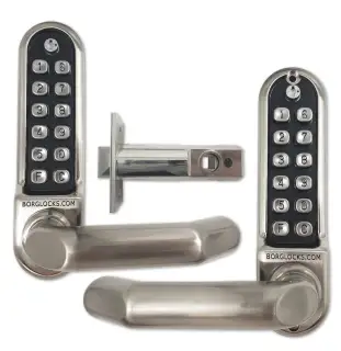 BORG Locks BL5051 ECP SC Medium/Heavy Duty Back to Back Digital Lock (Round Bar) with Free Passage Mode & Easicode Pro Coding Chamber (60mm Latch) - Satin Chrome