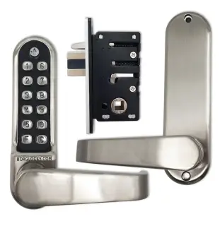 BORG Locks BL5402 ECP SC Medium/Heavy Duty Flat Bar Digital Lock with Free Passage Mode & Easicode Pro Coding Chamber (28mm Latch for Aluminium/Narrow Stile Doors) - Satin Chrome