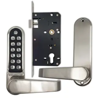 BORG Locks BL5403 ECP SC Medium/Heavy Duty Flat Bar Digital Lock with Free Passage Mode & Easicode Pro Coding Chamber (60x72mm Euro Profile Lockcase) - Satin Chrome