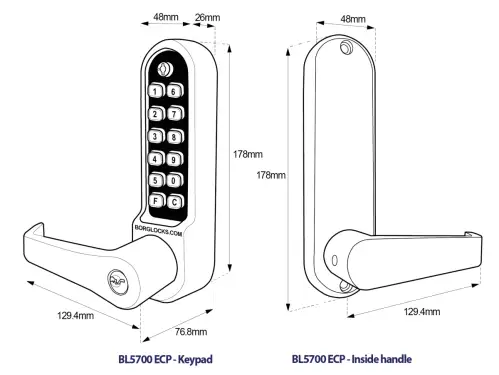 Click Here To Enlarge This Photo Of BORG Locks BL5701 ECP SS Medium/Heavy Duty Digital Lock (Flat Bar) with Free Passage Mode, Key Override & Easicode Pro Coding Chamber (60mm Latch) - Stainless Steel