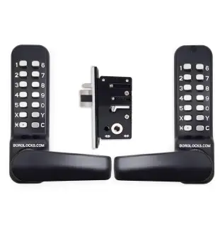 BORG Locks BL4442 ECP MG Pro Medium/Heavy Duty Free Turning Back to Back Digital Lock & Easicode Pro Coding Chamber (28mm Narrow Stile Latch) - Marine Grade Black