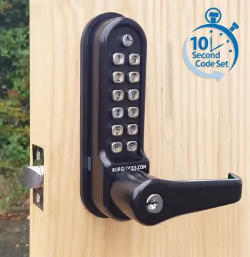 Click Here To Enlarge This Photo Of BORG Locks BL5701 ECP MG Pro Medium/Heavy Duty Digital Lock (Flat Bar) with Free Passage Mode, Key Override & Easicode Pro Coding Chamber (60mm Latch) - Marine Grade Black