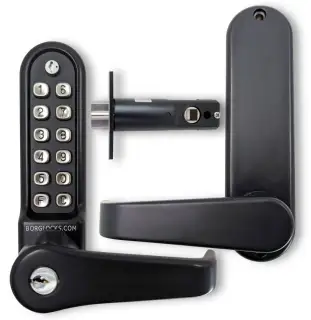 BORG Locks BL5701 ECP MG Pro Medium/Heavy Duty Digital Lock (Flat Bar) with Free Passage Mode, Key Override & Easicode Pro Coding Chamber (60mm Latch) - Marine Grade Black