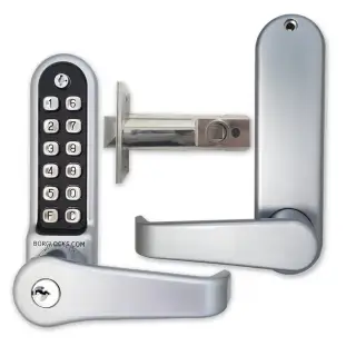 BORG Locks BL5701 ECP FT SC FIRE RATED Medium/Heavy Duty Digital Lock (Flat Bar) with Free Passage Mode, Key Override & Easicode Pro Coding Chamber (60mm Latch) - Satin Chrome