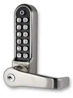 BORG Locks BL5701 ECP FT SS FIRE RATED Medium/Heavy Duty Digital Lock (Flat Bar) with Free Passage Mode, Key Override & Easicode Pro Coding Chamber (60mm Latch) - Stainless Steel