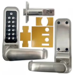 BORG Locks BL7001 ECP FT SS FIRE RATED Heavy Duty Digital Lock with Free Passage & Easicode Pro Coding Chamber (60mm Latch) - Stainless Steel