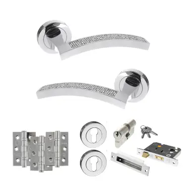 Click Here To Enlarge This Photo Of Atlantic - SPM167CRCP Senza Pari Crystal Door Handle Pack - Polished Chrome