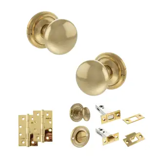 Atlantic - OE58MMKRB Old English Harrogate Door Knob Pack - Raw Brass