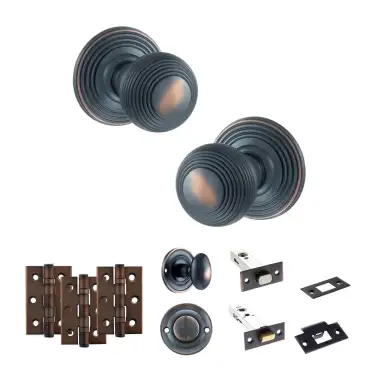 Click Here To Enlarge This Photo Of Atlantic - OE50RMKAC Old English Ripon Door Knob Pack - Antique Copper