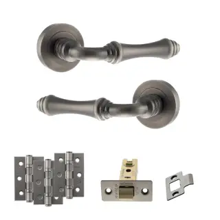 Atlantic - OE127MBN Old English Durham Door Handle Pack - Matt Gun Metal