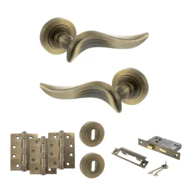 Click Here To Enlarge This Photo Of Atlantic - OE144MAB Old English Oxford Door Handle Pack - Matt Antique Brass