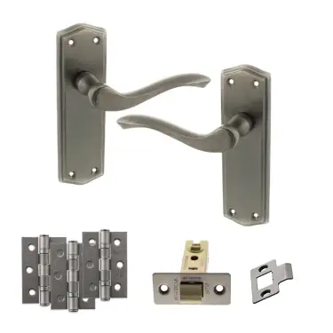 Click Here To Enlarge This Photo Of Atlantic - OE178 Old English Warwick Door Handle on Plate Pack - Matt Gun Metal