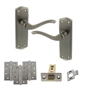 Click Here To Enlarge This Photo Of Atlantic - OE178 Old English Warwick Door Handle on Plate Pack - Matt Gun Metal