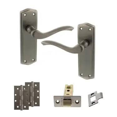 Click Here To Enlarge This Photo Of Atlantic - OE178 Old English Warwick Door Handle on Plate Pack - Matt Gun Metal