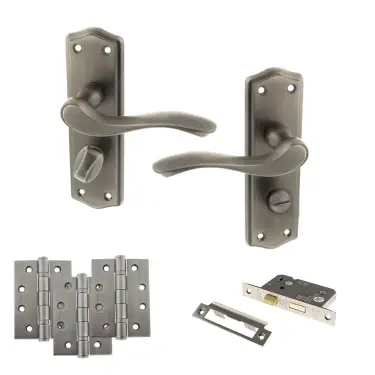 Click Here To Enlarge This Photo Of Atlantic - OE178 Old English Warwick Door Handle on Plate Pack - Matt Gun Metal