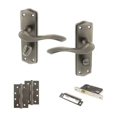 Click Here To Enlarge This Photo Of Atlantic - OE178 Old English Warwick Door Handle on Plate Pack - Matt Gun Metal