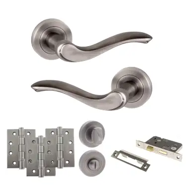 Click Here To Enlarge This Photo Of Atlantic - OE178 Old English Warwick Door Handle on Rose Pack - Matt Gun Metal