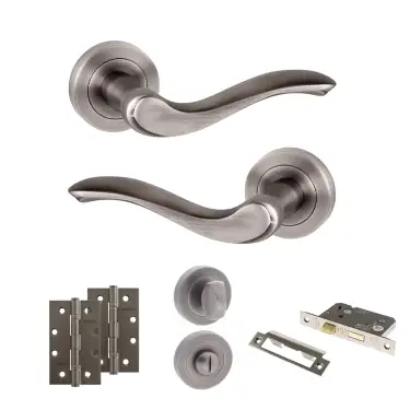 Click Here To Enlarge This Photo Of Atlantic - OE178 Old English Warwick Door Handle on Rose Pack - Matt Gun Metal