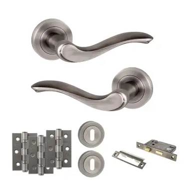 Click Here To Enlarge This Photo Of Atlantic - OE178 Old English Warwick Door Handle on Rose Pack - Matt Gun Metal