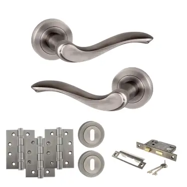 Click Here To Enlarge This Photo Of Atlantic - OE178 Old English Warwick Door Handle on Rose Pack - Matt Gun Metal