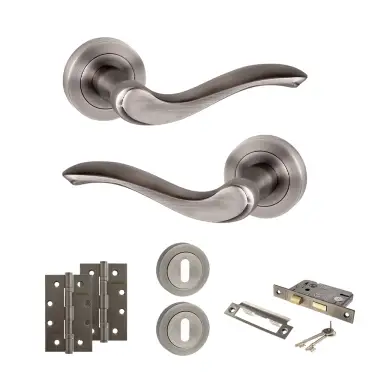Click Here To Enlarge This Photo Of Atlantic - OE178 Old English Warwick Door Handle on Rose Pack - Matt Gun Metal