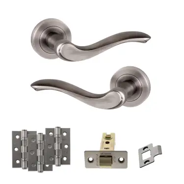 Click Here To Enlarge This Photo Of Atlantic - OE178 Old English Warwick Door Handle on Rose Pack - Matt Gun Metal