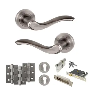 Click Here To Enlarge This Photo Of Atlantic - OE178 Old English Warwick Door Handle on Rose Pack - Matt Gun Metal