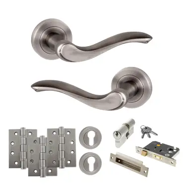 Click Here To Enlarge This Photo Of Atlantic - OE178 Old English Warwick Door Handle on Rose Pack - Matt Gun Metal