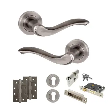 Click Here To Enlarge This Photo Of Atlantic - OE178 Old English Warwick Door Handle on Rose Pack - Matt Gun Metal