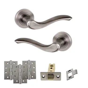 Click Here To Enlarge This Photo Of Atlantic - OE178 Old English Warwick Door Handle on Rose Pack - Matt Gun Metal
