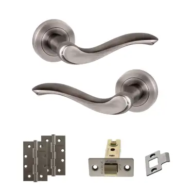 Click Here To Enlarge This Photo Of Atlantic - OE178 Old English Warwick Door Handle on Rose Pack - Matt Gun Metal