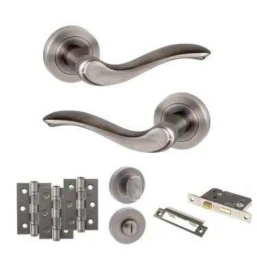 Click Here To Enlarge This Photo Of Atlantic - OE178 Old English Warwick Door Handle on Rose Pack - Matt Gun Metal
