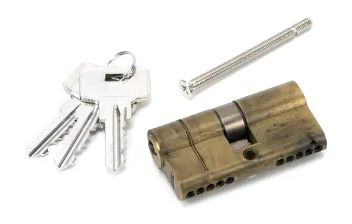 Click Here To Enlarge This Photo Of 45823 From The Anvil Aged Brass 30/30 5pin Euro Profile Double Cylinder (Keyed Alike)