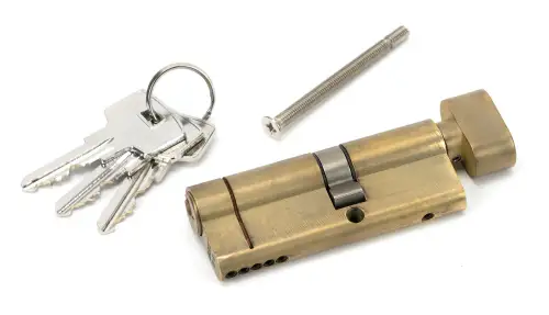 Click Here To Enlarge This Photo Of 45855 From The Anvil Aged Brass 35T/45 5pin Euro Profile Cylinder & Turn