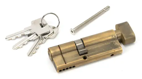 Click Here To Enlarge This Photo Of 45859 From The Anvil Aged Brass 35/45T 5pin Euro Profile Cylinder & Turn