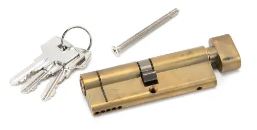 Click Here To Enlarge This Photo Of 45863 From The Anvil Aged Brass 45/45 5pin Euro Profile Cylinder & Turn
