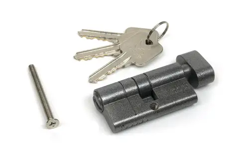 Click Here To Enlarge This Photo Of 45866 From The Anvil Pewter 30/30 5pin Euro Profile Cylinder & Turn (Keyed Alike)