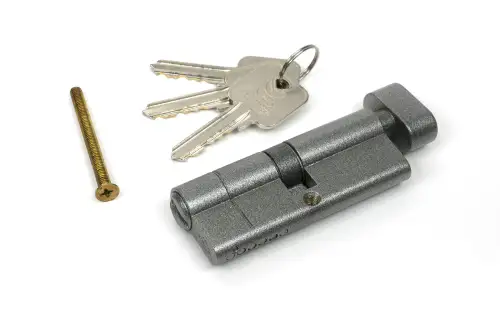 Click Here To Enlarge This Photo Of 45874 From The Anvil Pewter 40/40 5pin Euro Profile Cylinder & Turn (Keyed Alike)