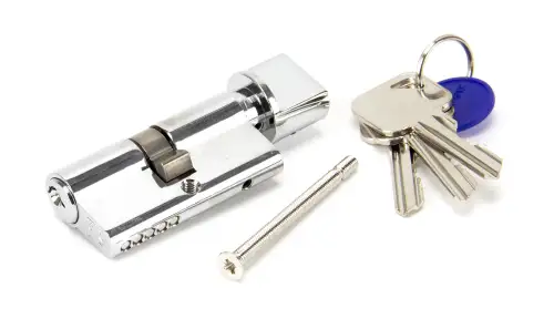 Click Here To Enlarge This Photo Of 46270 From The Anvil Polished Chrome 30/30 5pin Euro Profile Cylinder & Turn (Keyed Alike)