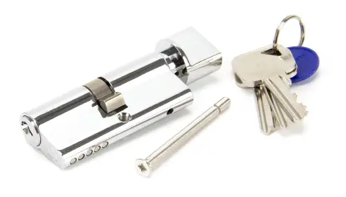 Click Here To Enlarge This Photo Of 46273 From The Anvil Polished Chrome 35/35 5pin Euro Profile Cylinder & Turn (Keyed Alike)