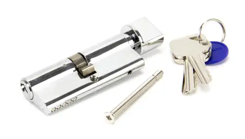 Click Here To Enlarge This Photo Of 46276 From The Anvil Polished Chrome 40/40 5pin Euro Profile Cylinder & Turn (Keyed Alike)