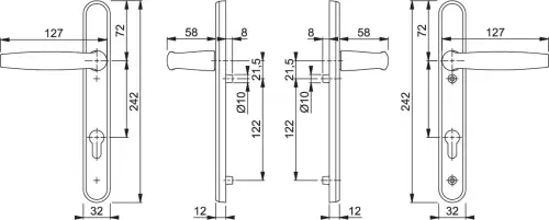 Click Here To Enlarge This Photo Of 1530/3831N HOPPE Atlanta 92mm UPVC Lever Door Handles on Narrow Backplate (122mm c/c) - White (3628274)